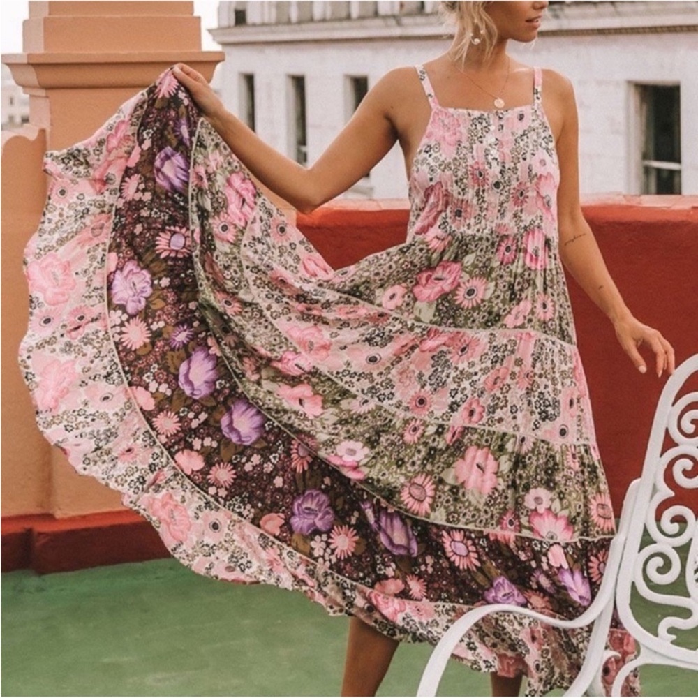 Spell Floral Patchwork Maxi Dress - Pink and Purple - Picture 15 of 16